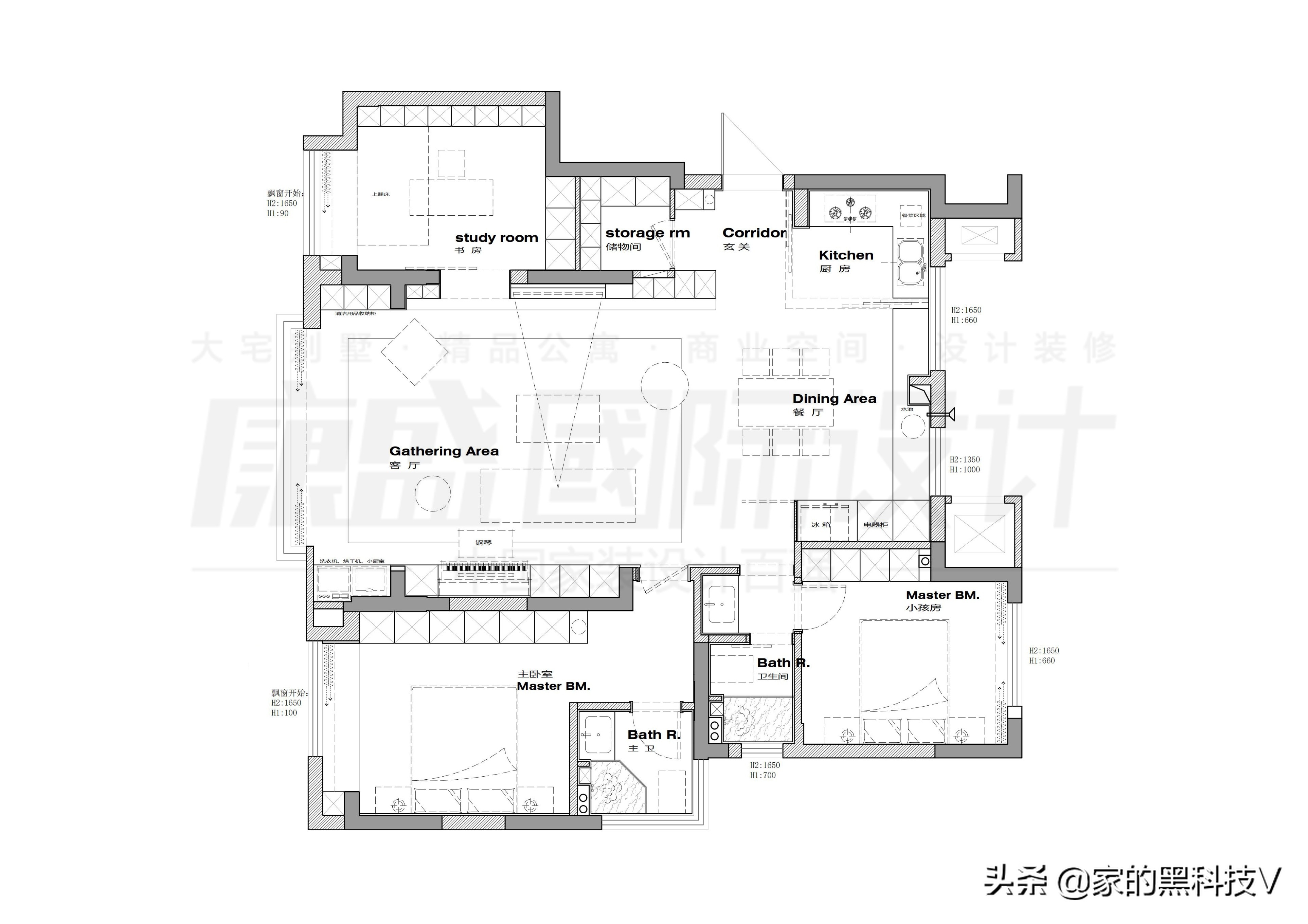 135平三室两厅两卫 白+灰+黑 现代简约风实景赏析