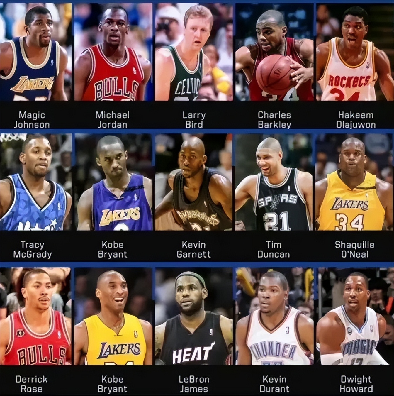 nba为什么没人选88号(NBA历史上四组最佳一阵《88 03 11 13》，你觉得哪一组实力最强呢？)