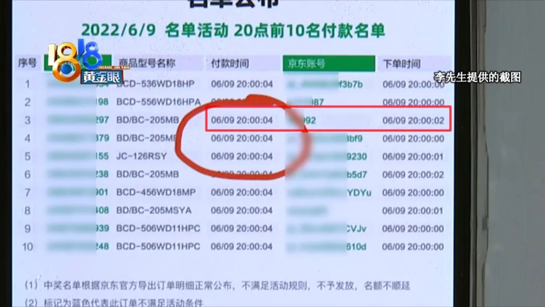 第一名被京东“剔除”记者研究“中奖名单”