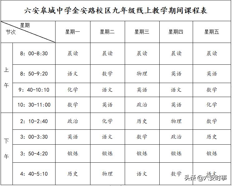 六安皋城中学金安路校区线上教学实施方案(图3)