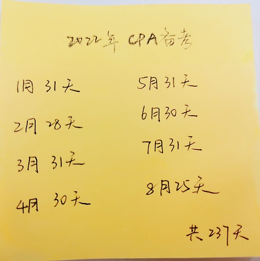 注册会计师备考时间要多长时间（237天）