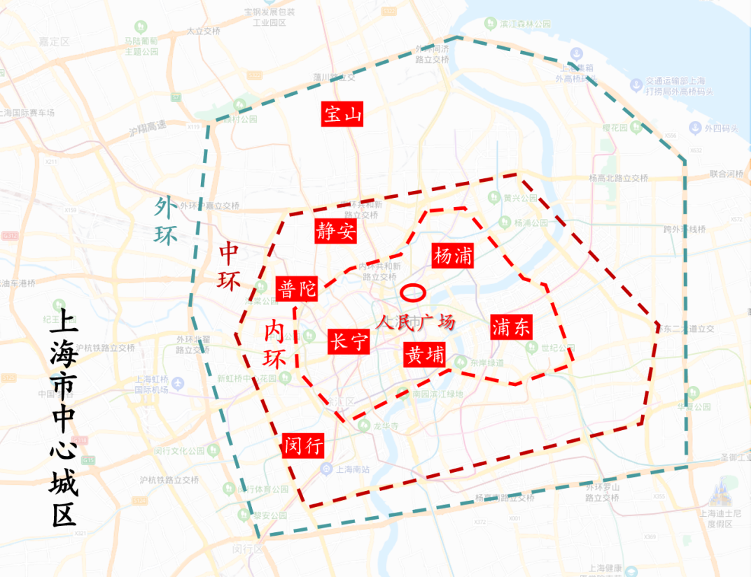 上海中内外环线图高清图片