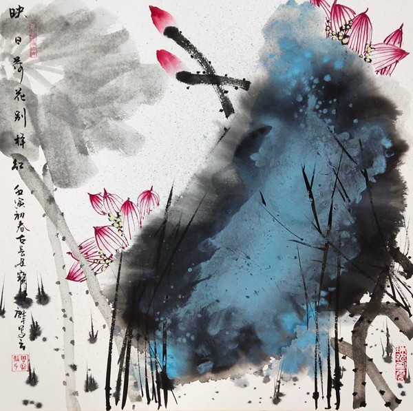 著名画家周宝麟：重彩泼墨荷花新作专题报道