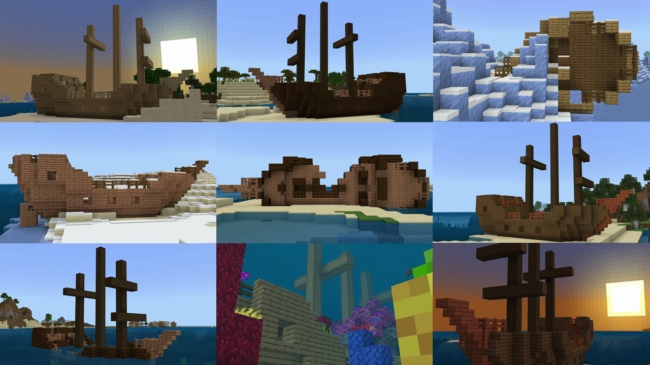 世界六大"沉船"!minecraft基岩罕见种子,沉船撞上林地府邸