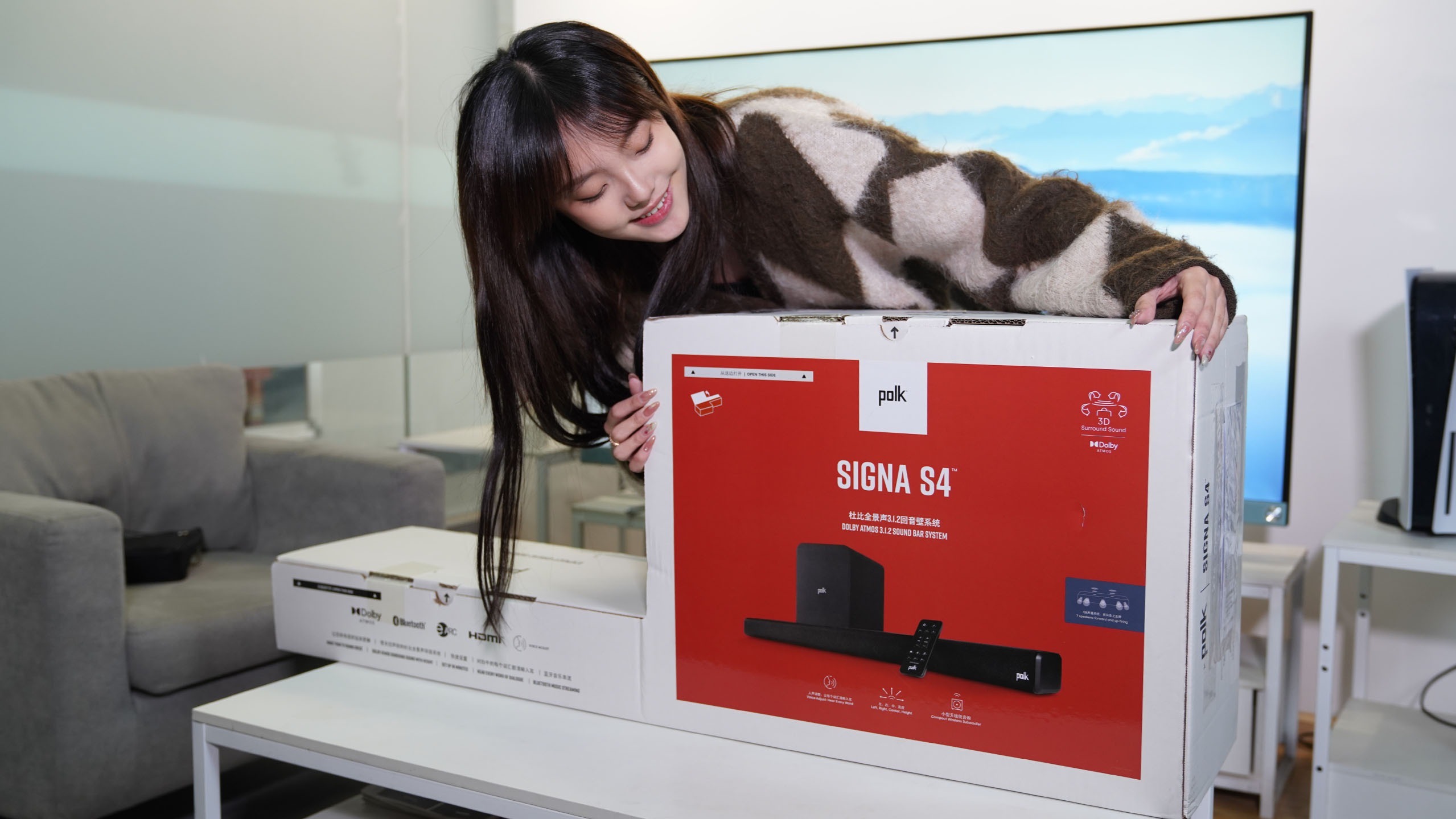 电视机全景声改造，Polk普乐之声 Signa S4回音壁音箱开箱