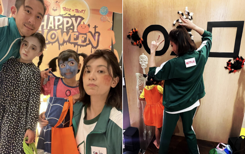 47岁贾静雯带孩子郊游！手捧虫子太抢镜，女儿脖子上挂条蛇好淡定