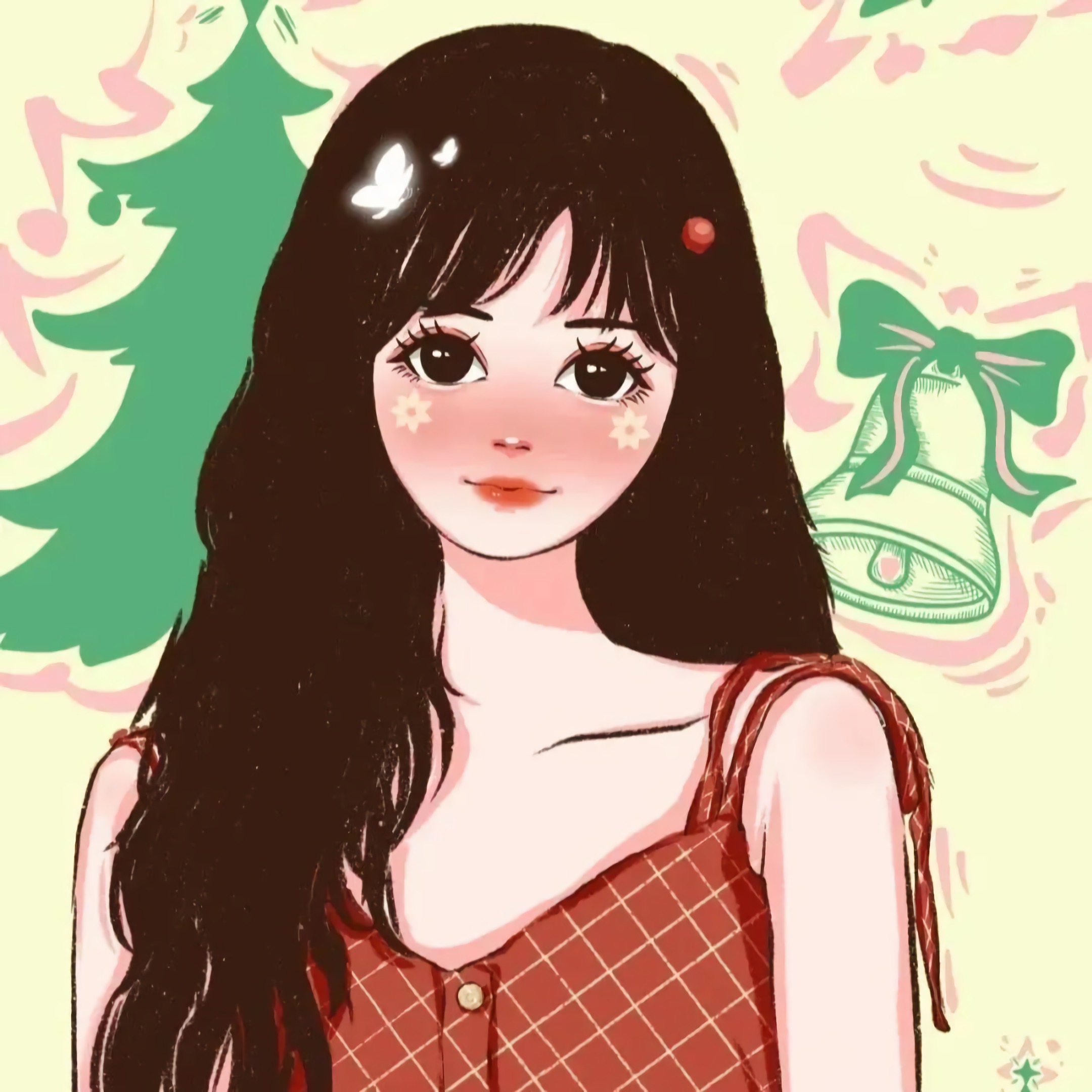 超可爱的手绘女生头像,红红火火的卡通头像