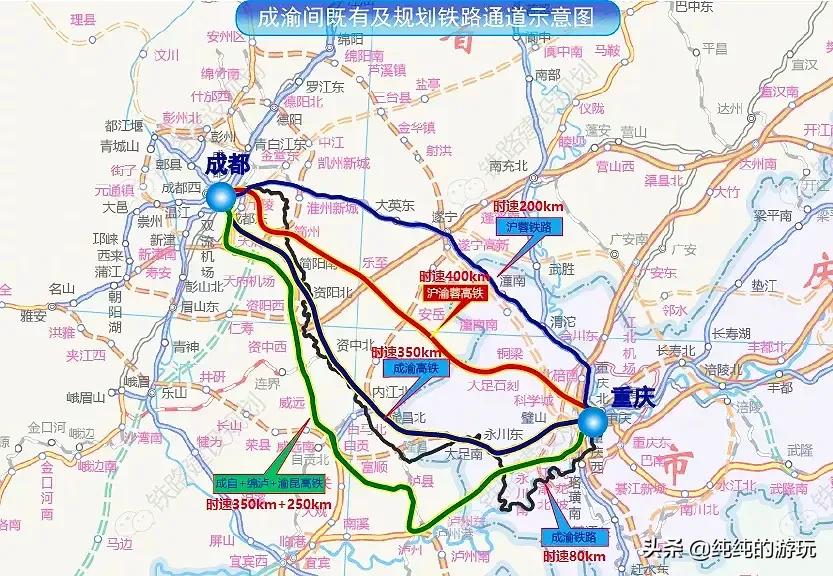 四川省计划新建成都至重庆市的中线高铁线路走向