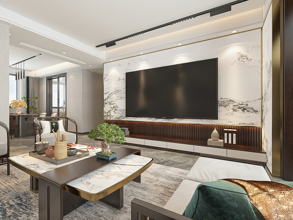 140㎡坚持装新中式，搭配轻奢调，古典与现代结合，高雅又大气