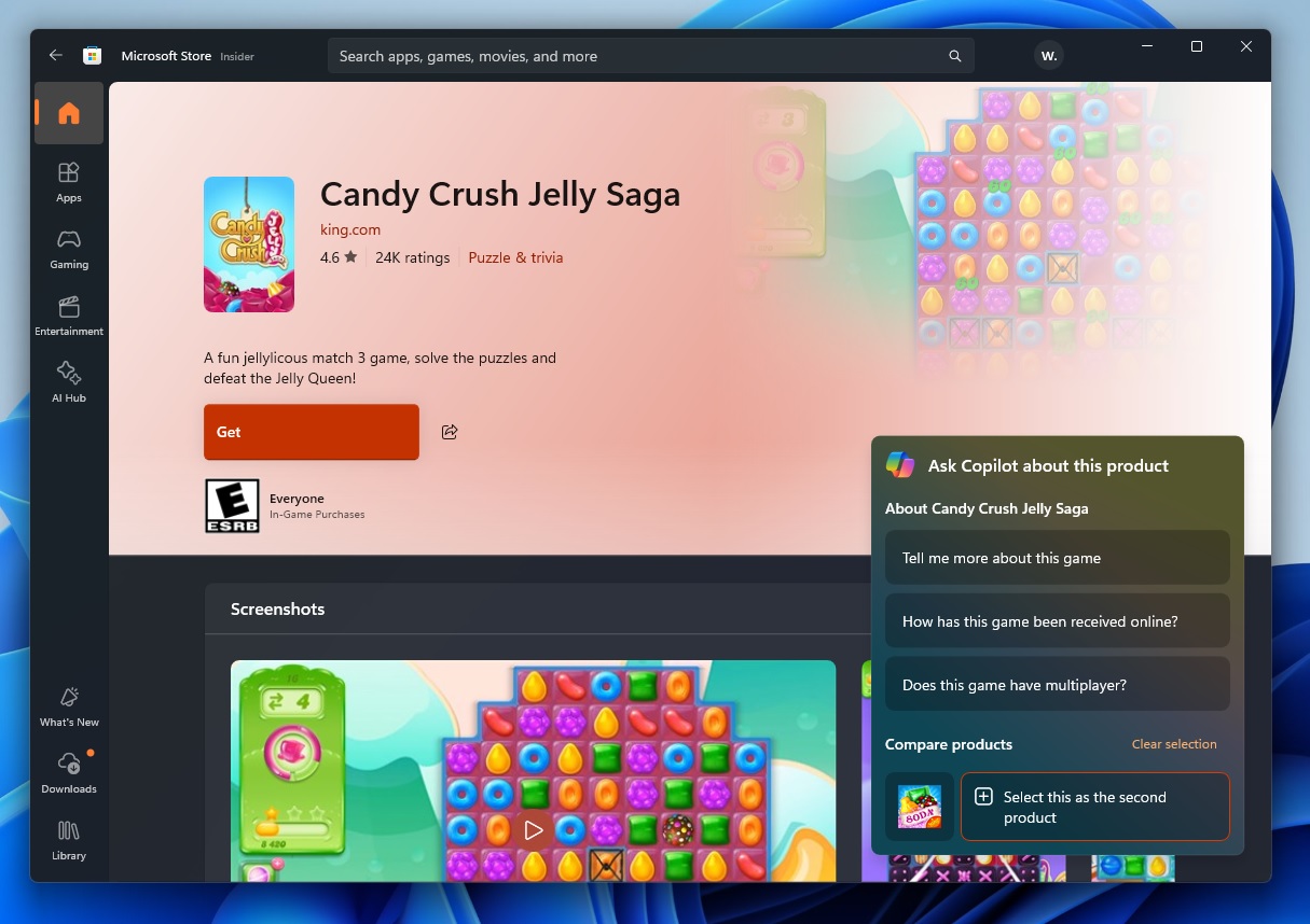 Windows 11的Microsoft Store测试集成Copilot以增加应用下载量