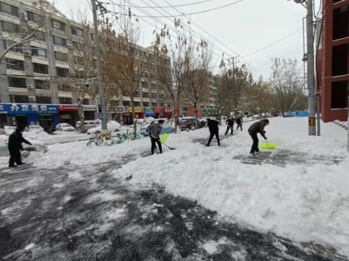 雏鹰实验小学家校携手共除雪(图1)