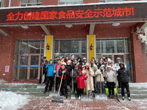 雏鹰实验小学家校携手共除雪(图3)