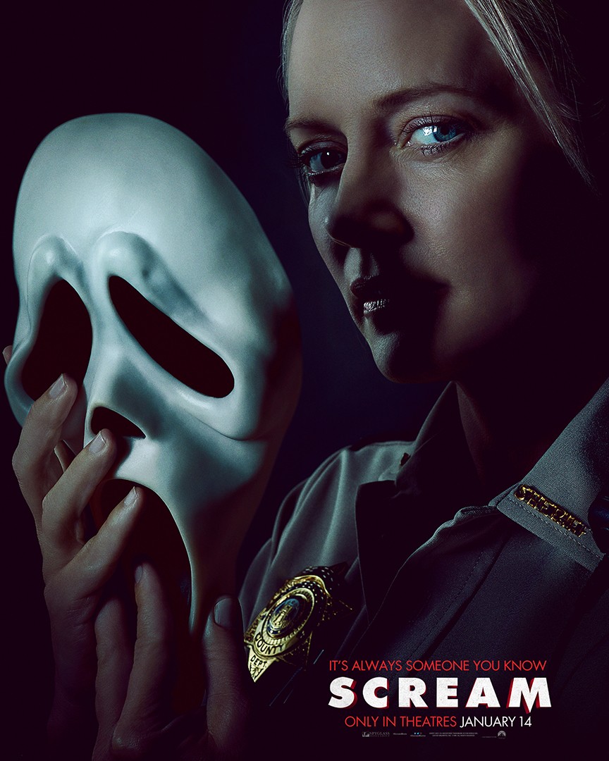 恐怖电影《惊恐之声5》的角色海报新旧角色登场
