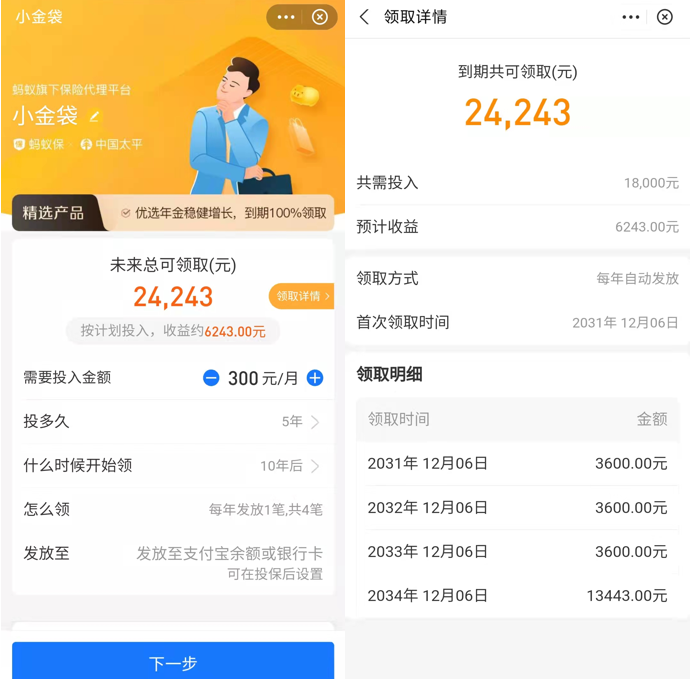 「小金收益」支付宝理财产品有哪些（支付宝精选理财“小金袋”实际年化约4%）
