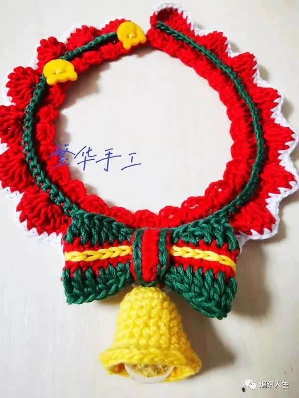 猫咪圣诞围脖钩针图解（钩针圣诞节猫项圈）