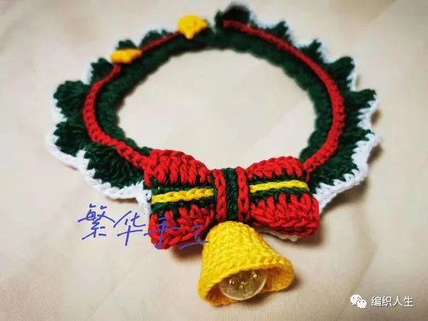 猫咪圣诞围脖钩针图解（钩针圣诞节猫项圈）