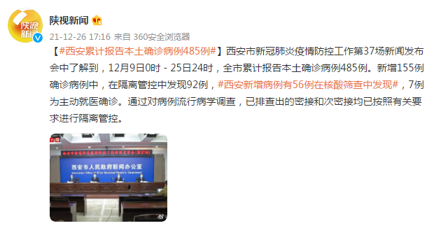 西安新增病例有56例在核酸筛查中发现