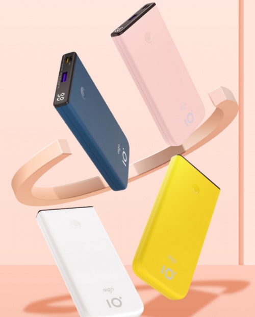 高颜值aigo移动电源 A10S，超大功率双向快充