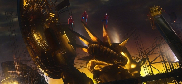 《蜘蛛侠：英雄无归》艺术概念图 三虫立于雕像之巅