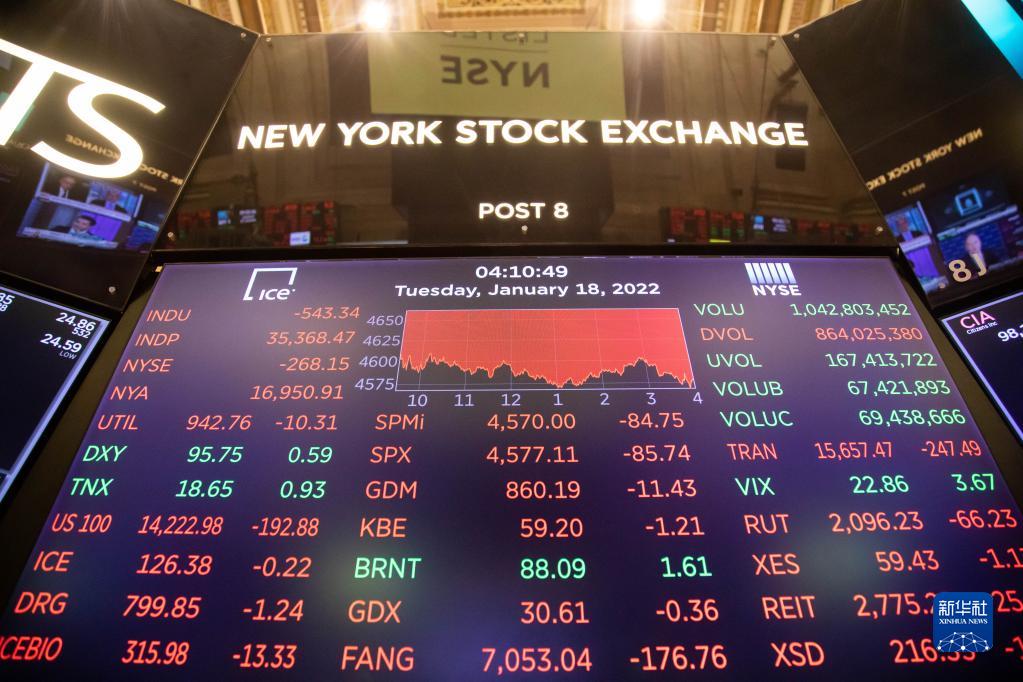 纽约股市三大股指18日显著下跌