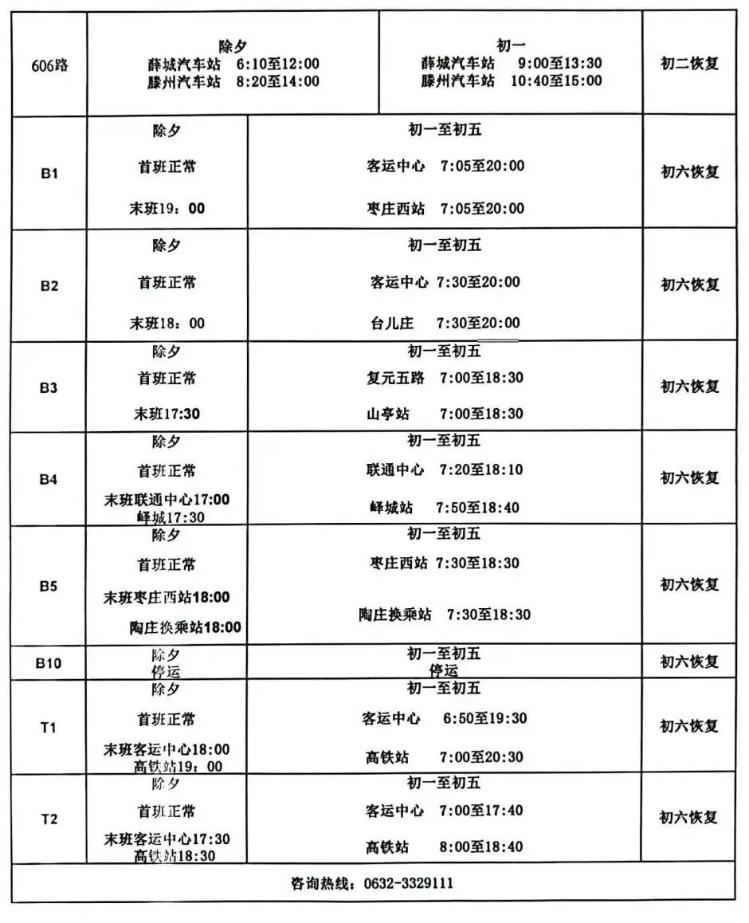 公交车时刻表(2022年春节期间公交线路运行时刻表发布)
