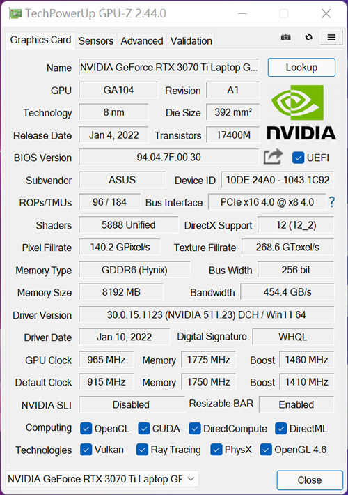 畅玩2K游戏 RTX 3070 Ti笔记本电脑GPU性能测试