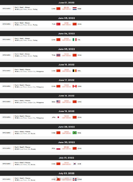 女排中国对意大利时间(2022国家女排联赛赛程确定 中国女排6月1日首战荷兰)