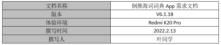 PRD：倒推海词词典APP产品需求文档