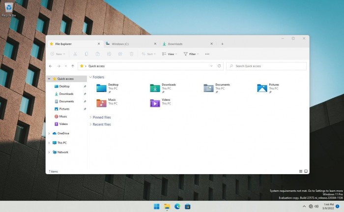 Windows11预览版现允许在文件资源管理器中重排序选项卡