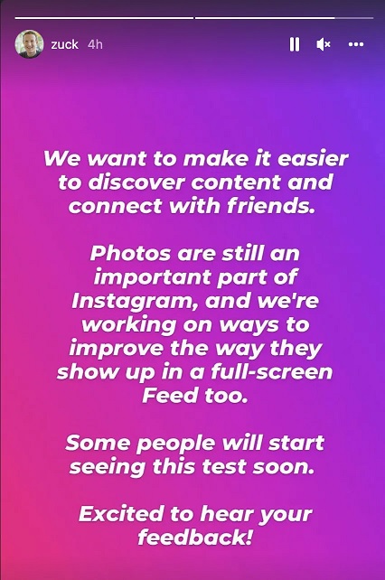 向TikTok看齐：Instagram开测全屏视频UI体验