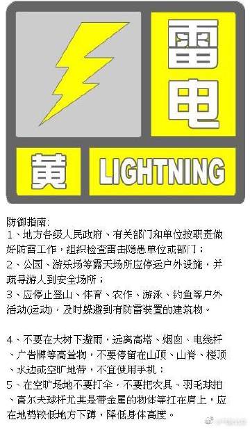 北京市气象局6月25日发布雷电黄色预警信号