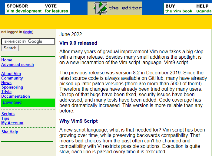Vim 9.0大版本更新 Vim9脚本可将执行速度提升10到100倍