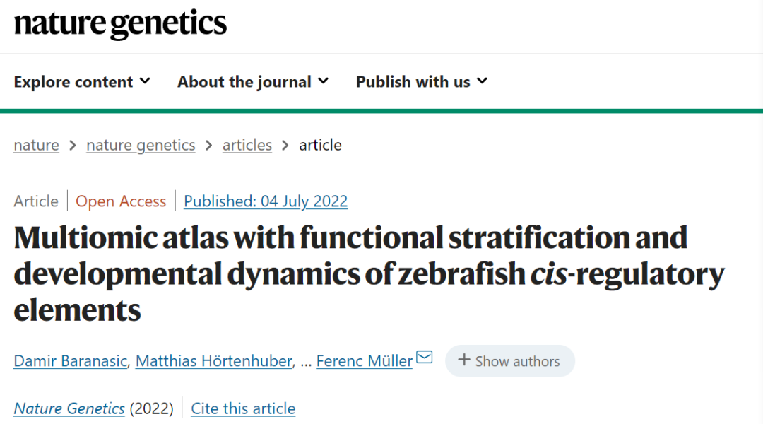 「Nature子刊」乘风破浪——最大的斑马鱼基因图谱来了