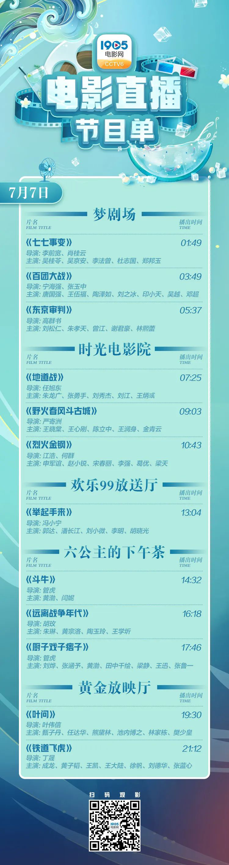 《铁道飞虎》来袭！7月7日1905APP12部大片连播