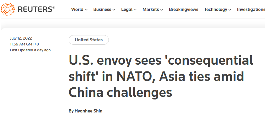 美国务院顾问声称：因“中国挑战”，北约和亚洲关系发生“重大转变”