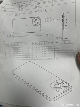 iPhone 14 ProMax图纸曝光 镜头突出一大截