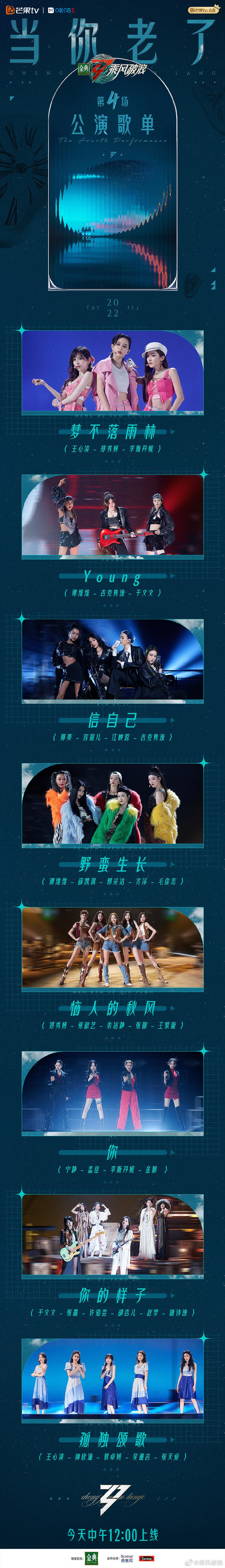 《乘风破浪》发布四公歌单，容祖儿、金晨、吉克隽逸等回归助阵