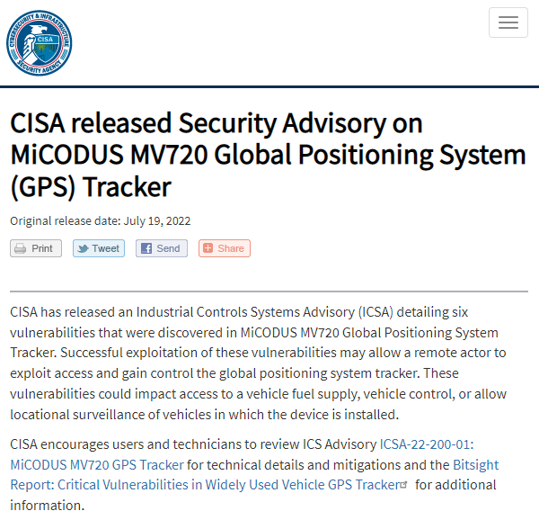 MiCODUS车载定位追踪器安全漏洞波及全球超百万辆汽车