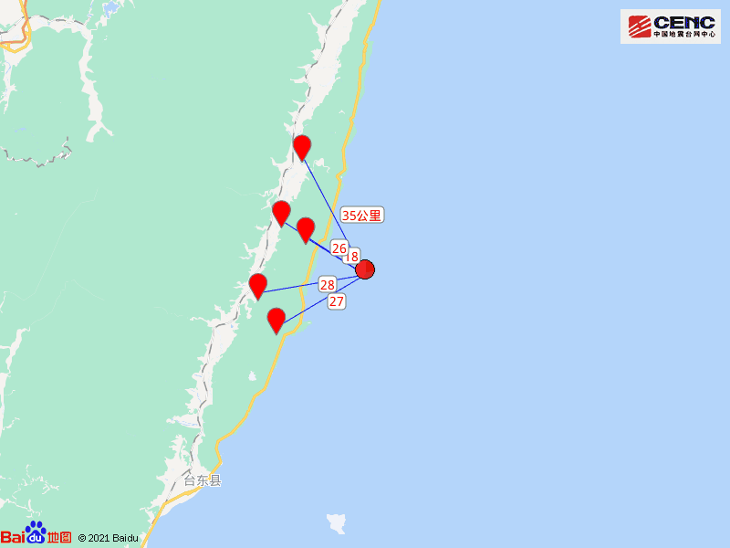 台湾台东县海域发生4.7级地震