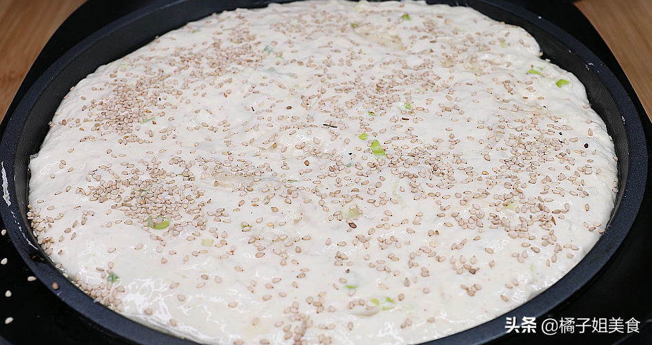 图片[4]-【芝麻大饼】做法步骤图 不揉面不擀面 做法超简单-起舞食谱网