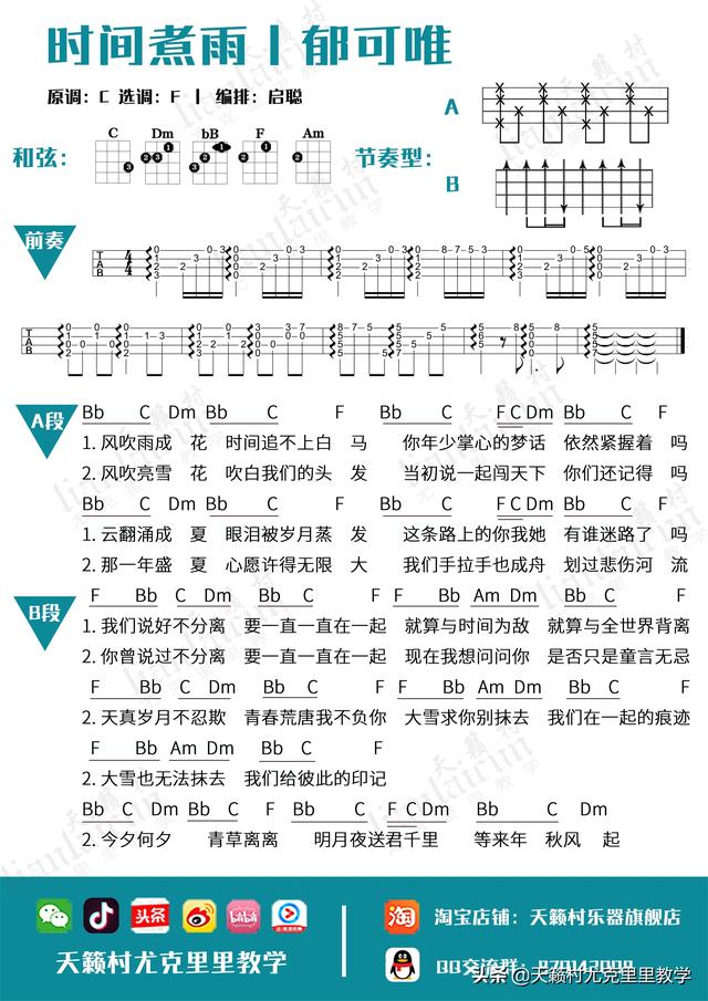 尤克里裡新手入門曲譜(尤克里裡1234567指法口訣)