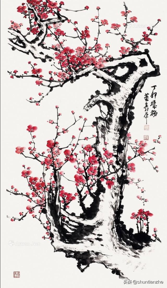 写意梅花100种画法，构图一百例，学完够用了