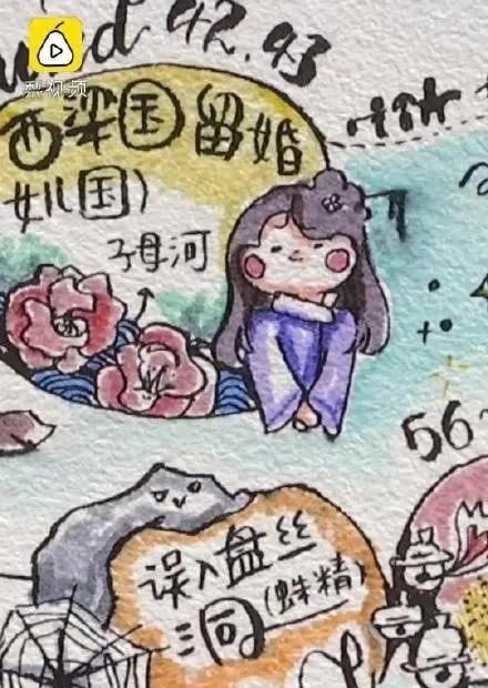  初中生西游记取经路线图手绘，初中生把西游记画成81难通关图 